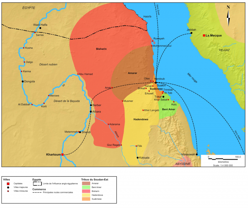 Carte : Le Soudan-Est pendant la Mahdiyya