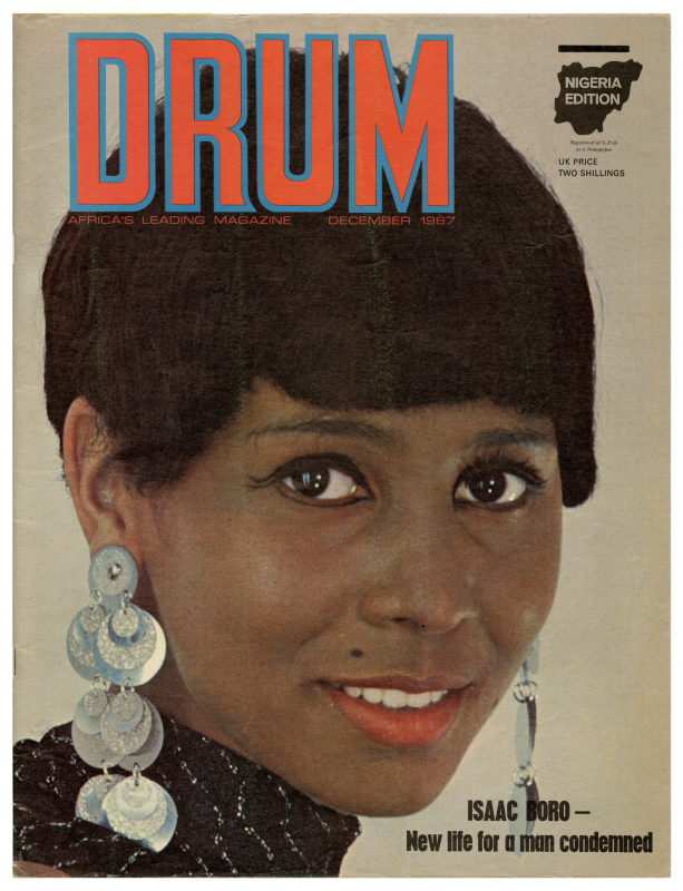 Figure 9. James Barnor, Sans titre [Portrait de Helen de Coteau en couverture de Drum, édition du Nigéria, décembre 1967]