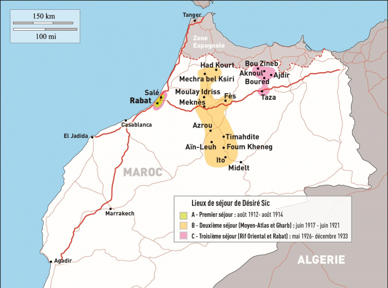 Figure 1. Lieux de séjour de Désiré Sic au Maroc