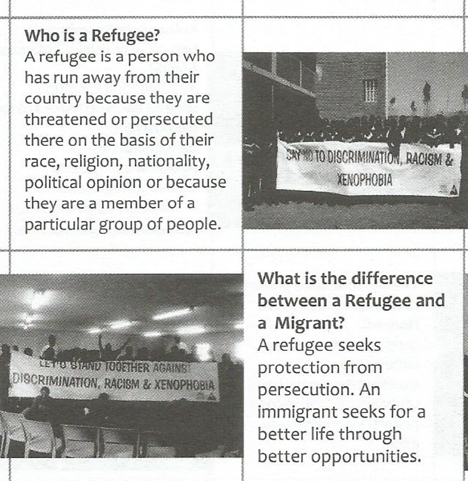 Extrait de la brochure « South African United against Xenophobia, Racism and Discrimination » 