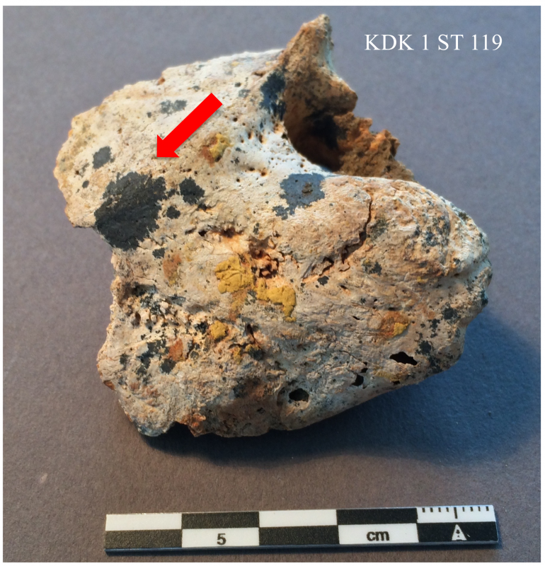 Figure 8: Example of dark, dull features found among the remains of different Kadruka sites 