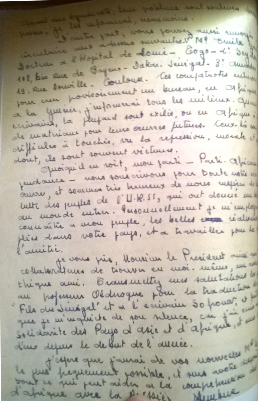 Document 5, 2/2 : Sembène à Potekhine (Marseille, 15 juin 1959) 