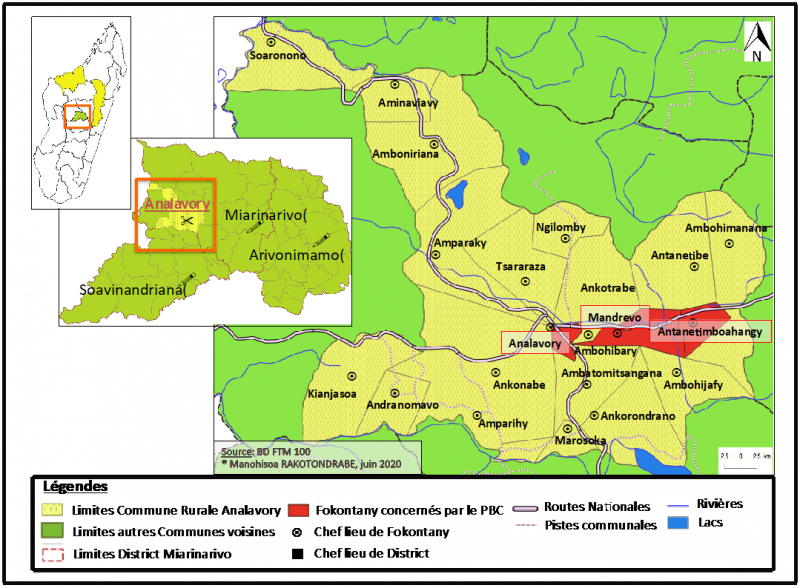 Carte n° 1 : Localisation de la Commune Rurale d’Analavory et les trois Fokontany3 directement concernés par le Protocole Bioculturel Communautaire
