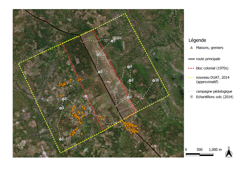 Figure 13 : Carte des échantillons de sol prélevés pour un réinvestissement foncier à Ipalame en 2014 