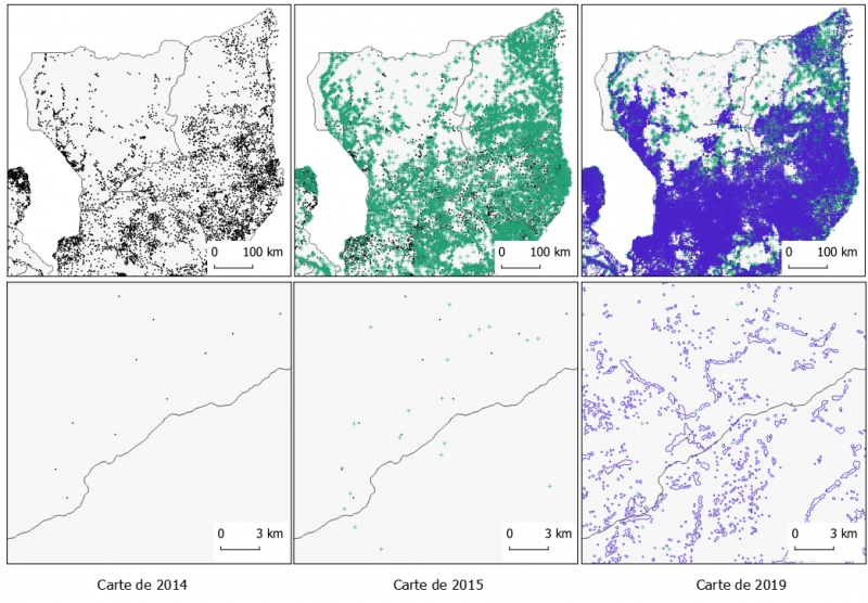 Figure 5 : Cartographie des villages et des terres du Nord du Mozambique et de la zone d’Ipalame