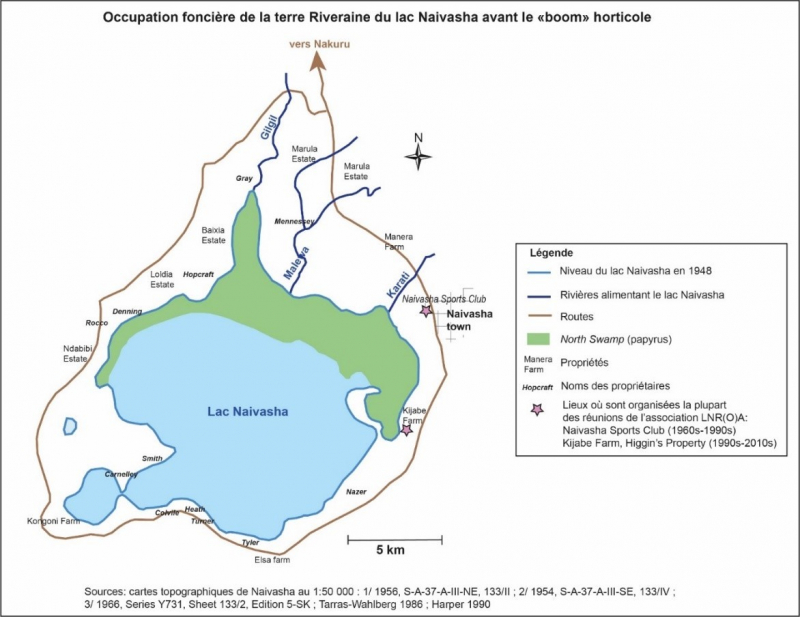 Figure 3 : Occupation foncière de la terre riveraine du lac Naivasha avant le développement de l’activité horticole