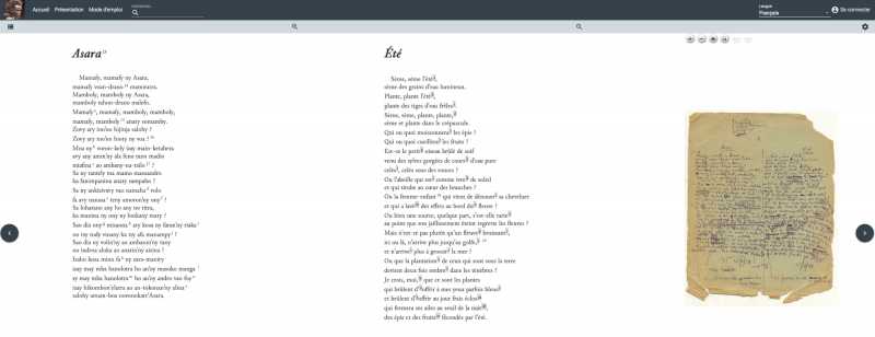 Figure 12 : Capture d’écran, édition du poème « Asara/été »